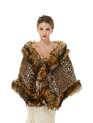 cheap -Sleeveless Shawls Faux Fur Wedding / Party / Evening Women&#039;s Wrap With Leopard