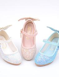 cheap -Girls&#039; Heels Heel Leather Height-increasing Princess Shoes Big Kids(7years +) Little Kids(4-7ys) Daily Prom Outdoor Dancing Sequins White Blue Rosy Pink Fall Spring