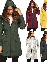 cheap -women raincoat waterproof rain jacket trench coat hooded jacket outdoor windbreaker long coat top water resistant windproof lightweight casual hiking fishing climbing