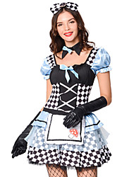 cheap -Burlesque Clown Pennywise Costume Teen Adults&#039; Women&#039;s Lolita Sweet Halloween Festival / Holiday Polyester Sky Blue Women&#039;s Easy Carnival Costumes / Cravat / Dress / Gloves / Headwear / Cravat