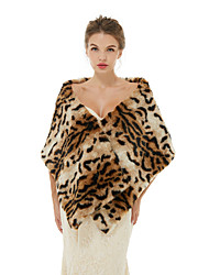 cheap -Sleeveless Shawls Faux Fur Wedding / Party / Evening Women&#039;s Wrap With Leopard / Solid