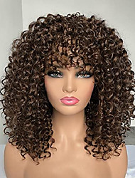 cheap -Brown Wigs for Women Afro Curly Wigs with Bangs for Black Women Kinky Curly Wig for Daily Wear (Color : Brown)