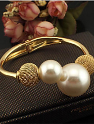 cheap -Women&#039;s Pearl Cuff Bracelet Geometrical Vertical / Gold bar Stylish Alloy Bracelet Jewelry Golden / Black / White For Gift Daily Work Festival