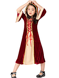 cheap -Outlander Cosplay Retro Medieval Vacation Dress Matching Family Outfits Costume Party Prom Child&#039;s Kids Halloween Festival / Holiday Drak Red Velvet Easy Carnival Costumes