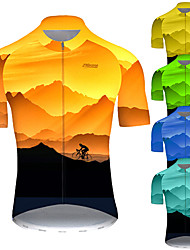 cheap -21Grams® Men&#039;s Short Sleeve Cycling Jersey Gradient 3D Bike Jersey Top Mountain Bike MTB Road Bike Cycling Black / Orange Green Blue Polyester Breathable Ultraviolet Resistant Quick Dry Sports