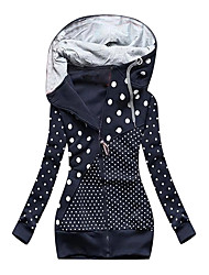 cheap -Women&#039;s Parka Daily Valentine&#039;s Day Going out Fall Winter Regular Coat Regular Fit Warm Casual Jacket Long Sleeve Polka Dot Quilted Black Red Navy Blue