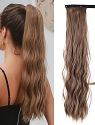 cheap -Long Wave Wrap Around Clip In Ponytail Hair Extensions Brown Synthetic Pony Tail Fake Hair False Afro Hairpiece Wigs