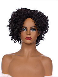 cheap -Short Kinky Curly Wigs Synthetic Hair Afro Fluffy Brown Wigs for Women Natural Black Heat Resistant African Wigs