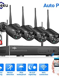 cheap -Hiseeu Wireless NVR 4CH CCTV System 3MP Indoor Outdoor Security Camera System With 4P 960P WiFi Cameras IP66 Waterproof With Audio Mobile&amp;PC Remote Night Vision Survilliance 1TB 3TB Hard Drive