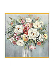 cheap -Oil Painting Handmade Hand Painted Wall Art Square Classic Floral / Botanical Home Decoration Decor Rolled Canvas No Frame Unstretched