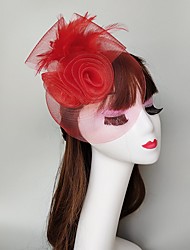 cheap -Feathers / Net Fascinators / Hats / Headpiece with Feather / Cap / Flower 1 PC Wedding / Horse Race / Ladies Day Headpiece