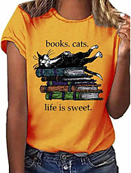 cheap -cat &amp; book graphic tee