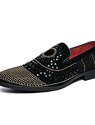 cheap -Men&#039;s Loafers &amp; Slip-Ons Novelty Shoes Comfort Loafers Dress Loafers Casual Daily Party &amp; Evening PU Handmade Non-slipping Black Color Block Fall Spring / Rhinestone / Sequin