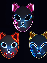 cheap -Halloween LED Glowing Mask Cool Anime Cosplay Cat Face Mask Halloween Party Masquerade Masks Decoration With 3 Lighting Modes Halloween Party Props