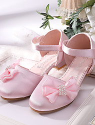 cheap -Girls&#039; Heels Flower Girl Shoes Satin Wedding Dress Shoes Little Kids(4-7ys) Big Kids(7years +) Wedding Party Party &amp; Evening Pearl Flower Light Pink Ivory Fall Summer