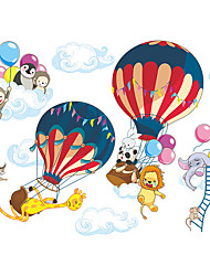 cheap -cartoon animal hot air balloon clouds giraffe lion elephant children‘s bedroom home decoration wall sticker