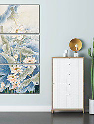 cheap -3 Panels Wall Art Canvas Prints Painting Artwork Picture Floral Tradition Lotus Home Decoration Decor Rolled Canvas No Frame Unframed Unstretched
