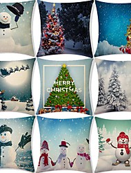 cheap -Christmas Party Double Side Cushion Cover 9PC Soft Decorative Square Throw Pillow Cover Cushion Case Pillowcase for Bedroom Livingroom Superior Quality Machine Washable Indoor Cushion for Sofa Couch Bed Chair
