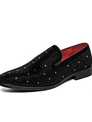 cheap -Men&#039;s Loafers &amp; Slip-Ons Novelty Shoes Dress Loafers Rockstud shoes Casual Daily Party &amp; Evening PU Handmade Non-slipping Black Fall Spring / Rhinestone / Sequin
