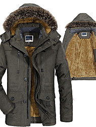 cheap -Men&#039;s Hiking Down Jacket Winter Outdoor Solid Color Windproof Fleece Lining Warm Jacket Parka Black khaki Dark Blue Army Green