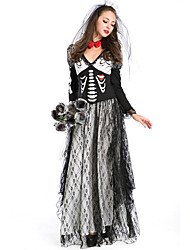 cheap -Skeleton / Skull Ghost Bride Vampire Dress Costume Party Prom Teen Adults&#039; Women&#039;s Gothic Halloween Festival / Holiday Black &amp;amp; White Easy Carnival Costumes Couple&#039; Costume Idea