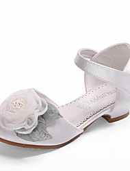 cheap -Girls&#039; Heels Flower Girl Shoes Satin Wedding Dress Shoes Little Kids(4-7ys) Big Kids(7years +) Wedding Party Party &amp; Evening Flower Light Pink Ivory Fall Summer