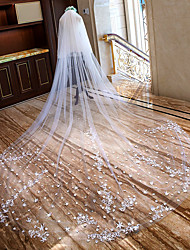 cheap -Two-tier Classic Style Wedding Veil Chapel Veils with Petal / Embroidery / Appliques 157.48 in (400cm) Tulle