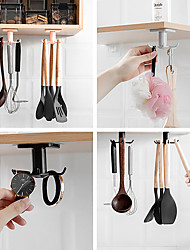 cheap -2pcs 360 Degrees Rotated Kitchen Hooks Self Adhesive 6 Hooks Home Wall Door Hook Handbag Clothes Ties Bag Hanger Hanging Rack
