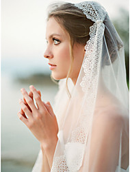 cheap -One-tier Cute / Sweet Wedding Veil Elbow Veils with Beading Tulle