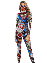 cheap -Burlesque Clown Pennywise It Clown Zentai Suits Costume Teen Adults&#039; Women&#039;s Geek &amp; Chic Halloween Festival / Holiday Cotton / Polyester Blend Gray Women&#039;s Couple&#039;s Easy Carnival Costumes