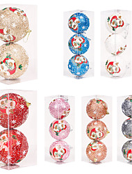 cheap -3pcs 10cm Christmas Tree Pendant Christmas Party Decoration Christmas Ball Pendant Sequin Printing 8cm Foam Ball