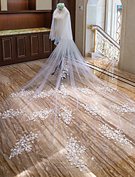 cheap -Two-tier Classic Style Wedding Veil Chapel Veils with Embroidery / Appliques 157.48 in (400cm) Tulle