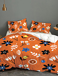 cheap -Duvet Cover Set Quilt Bedding Sets Comforter Cover Orange Floral/Flower, Queen/King Size/Twin/Single/(Include 1 Duvet Cover, 1 Or 2 Pillowcases),3D Digktal Print