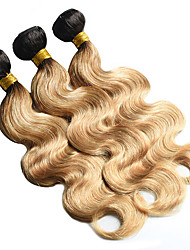cheap -Ishow 3 Bundles Human Hair Weaves 8A Quality Hair Color Body Wave 1B27# Hair Curtain 100% Human Peruvian Wig 3 Pieces Combination Set 10-24 Inch
