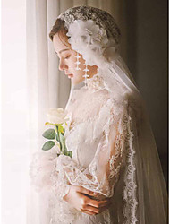 cheap -One-tier Cute / Sweet Wedding Veil Chapel Veils with Appliques Tulle