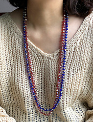 cheap -Beaded Necklace Long Necklace Women&#039;s Simple Fashion Holiday Boho Dark Red White Black Dark Blue 85 cm Necklace Jewelry 1pc for Street Gift Daily Prom Festival Geometric