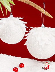 cheap -3pcs Christmas Tree Decoration Pendant 8CM Petal Glitter Foam Ball Snow White Christmas Ball Pendant
