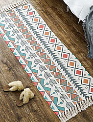 cheap -Aztec Cotton Boho Area Rug with Tassel Hand Woven Printed Foot Mats Carpet Kitchen Runner for Livingroom Bedroom Kitchen Laundry Room Washable