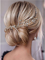 cheap -Bride Rhinestone Hair Vine Bridal Silver Hair Piece Crystal Headband Hair Accessories for Women and Girls