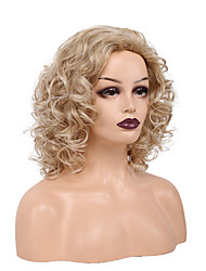 cheap -Curly Synthetic Wig Medium Length Blonde Wigs For African American Women Layered Fake Hair Party Daily Cosplay Wig