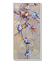 cheap -Oil Painting Handmade Hand Painted Wall Art Vertical Modern Abstract Bird On The Branch Home Decoration Decor Rolled Canvas No Frame Unstretched