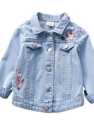 cheap -Girls Jackets Spring And Autumn Children Clothing Denim Embroidered Jacket Outerwear 1-6 Years Old Baby Coat