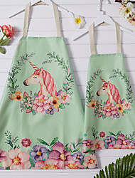 cheap -Mommy and Me Cute Unicorn Print Apron Family Photo Khaki Animal Family look Matching Outfits