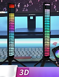 cheap -1 pcs 3D Smart Voice Activated led Light APP Control RGB Music Level Indicator Light  Built-in Battary for Car Gaming PC TV Room 240mAh Black one Pack)