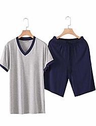 cheap -men modal pyjamas set summer short sleeve tops shorts pjs sleepwear lounge wear