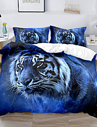 cheap -Tiger Printed 3-Piece Duvet Cover Set Hotel Bedding Sets Comforter Cover with Soft Lightweight Thicken Fabric, Include 1 Duvet Cover, 2 Pillowcases for Double/Queen/King(1 Pillowcase for Twin/Single)