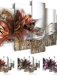 cheap -5 Panels Brown Flower Lily Prints Posters Picture Home Decoration Wall Art Wall Hanging Gift Rolled Canvas No Frame Unframed Unstretched
