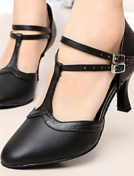 cheap -Women&#039;s Modern Shoes Ballroom Shoes Party Training Performance Heel Solid Color Thick Heel Black Buckle Ankle Strap