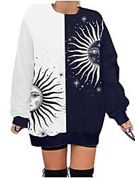 cheap -Women&#039;s Sweatshirt Solar System Print Crew Neck Casual Daily 3D Print Basic Streetwear Hoodies Sweatshirts  White