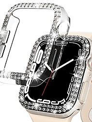 cheap -bling case compatible for apple watch series 7 45mm, [no screen protector] pc hard edge cover diamond bumper accessories for iwatch women (clear, 45mm)